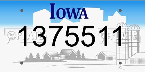 1375511 Iowa License Plate