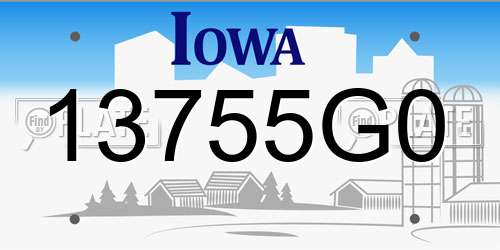 13755G0 Iowa License Plate