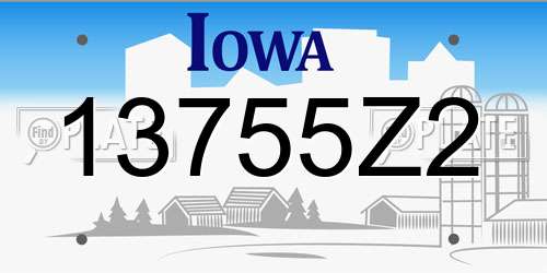 13755Z2 Iowa License Plate