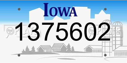 1375602 Iowa License Plate