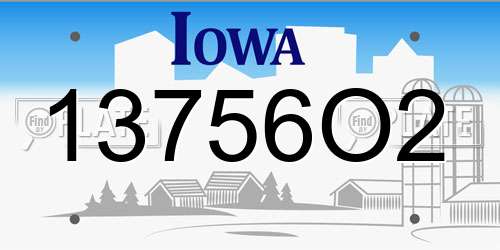 13756O2 Iowa License Plate