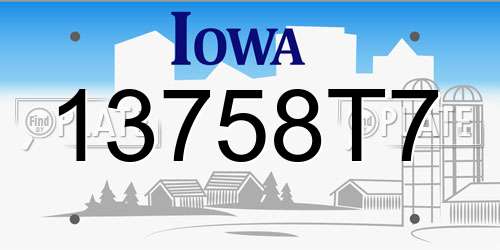 13758T7 Iowa License Plate