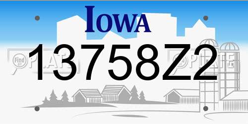 13758Z2 Iowa License Plate