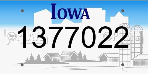 1377022 Iowa License Plate