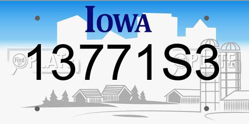 13771S3 Iowa License Plate