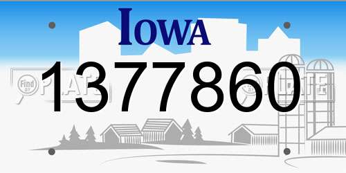 1377860 Iowa License Plate