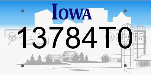 13784T0 Iowa License Plate