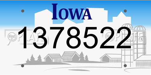 1378522 Iowa License Plate