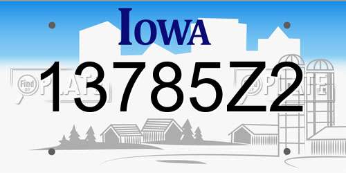 13785Z2 Iowa License Plate