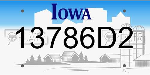 13786D2 Iowa License Plate