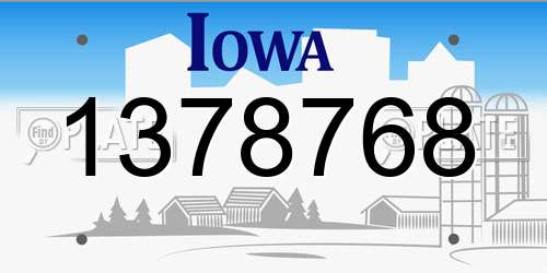 1378768 Iowa License Plate
