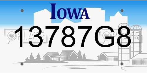 13787G8 Iowa License Plate