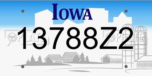13788Z2 Iowa License Plate
