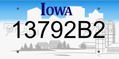 13792B2 Iowa License Plate