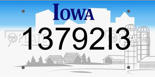 13792I3 Iowa License Plate