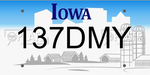 137DMY Iowa License Plate
