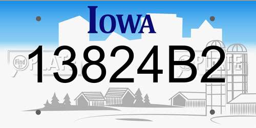 13824B2 Iowa License Plate