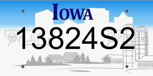 13824S2 Iowa License Plate