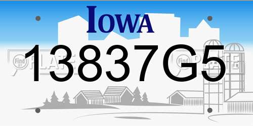 13837G5 Iowa License Plate