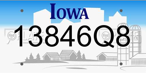 13846Q8 Iowa License Plate