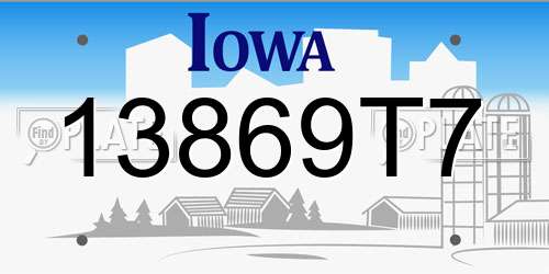 13869T7 Iowa License Plate