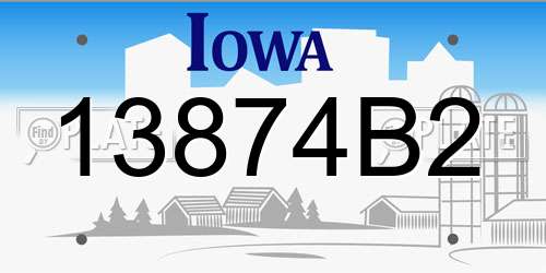 13874B2 Iowa License Plate