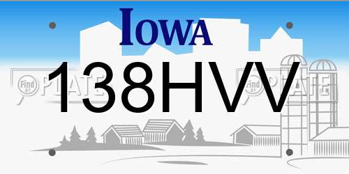 138HVV Iowa License Plate