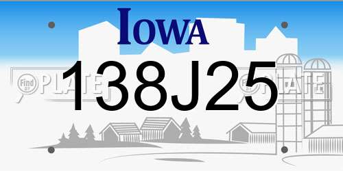 138J25 Iowa License Plate