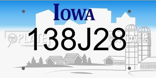 138J28 Iowa License Plate