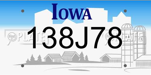 138J78 Iowa License Plate