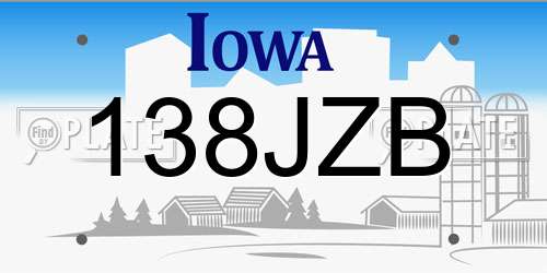 138JZB Iowa License Plate