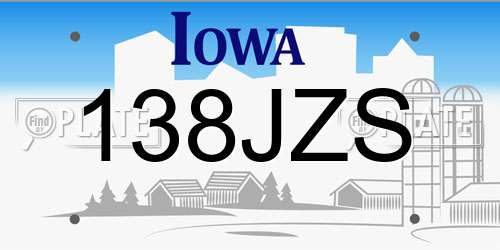 138JZS Iowa License Plate