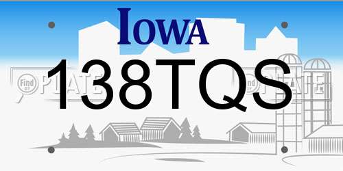 138TQS Iowa License Plate