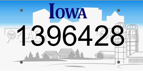 1396428 Iowa License Plate