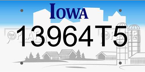 13964T5 Iowa License Plate