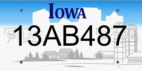 13AB487 Iowa License Plate