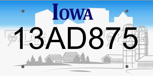 13AD875 Iowa License Plate