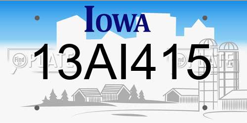 13AI415 Iowa License Plate