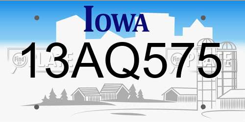 13AQ575 Iowa License Plate