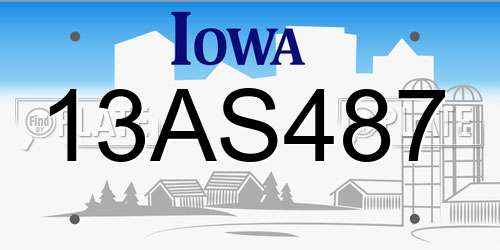 13AS487 Iowa License Plate