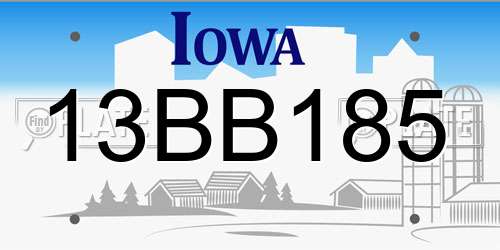 13BB185 Iowa License Plate