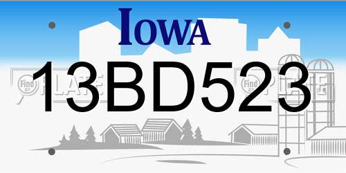 13BD523 Iowa License Plate