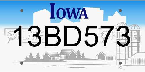 13BD573 Iowa License Plate