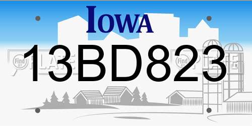 13BD823 Iowa License Plate