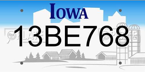 13BE768 Iowa License Plate