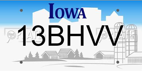 13BHVV Iowa License Plate