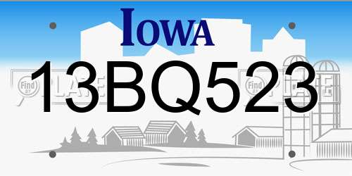 13BQ523 Iowa License Plate