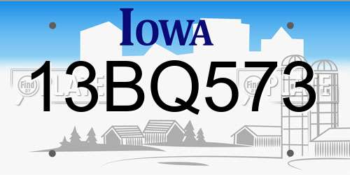 13BQ573 Iowa License Plate