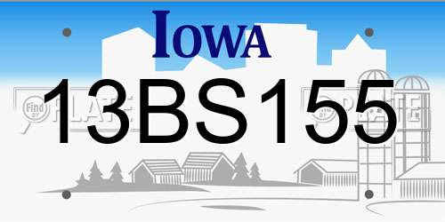 13BS155 Iowa License Plate