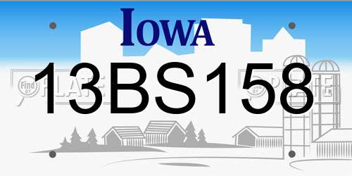13BS158 Iowa License Plate